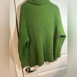 Aerie Sage Green Soft Velour Textured Knit Turtleneck Sweater - Size Medium Photo 3
