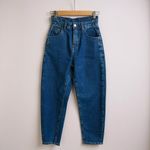 ZARA Paperbag jeans in a mid-blue wash high Rise Photo 7