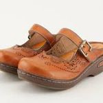 L’ARTISTE Slip On Mary Jane Clog Camel Size 41 10.5 11 NEVER WORN Leather Shoes Tan Photo 0