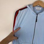 St. John  Sport Velvet Track Red Stripe Front Zip Blue Jacket Photo 6