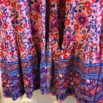 WRAP DRESS BOHO DESIGN BRIGHT BOLD PINK AND BLUES FLORALS SIZE SMALL/MEDIUM Photo 2