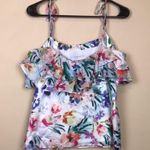 Amanda Uprichard Women’s Floral Print Multicolor Ruffle Tie Straps Tank Blouse Photo 4