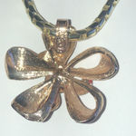 Vintage Gold Tone Red Enamel CZ Rhinestone Boho Retro Bow Pendant Necklace Photo 5