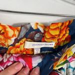 Lavender Brown Blue Floral Linen Blend High Rise Tie Waist Paper Bag Shorts S Photo 4