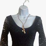 Leather Cord Pearls Necklace Brown Photo 4