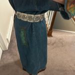 Floral embossed silver tin link metal belt 32” long Photo 2