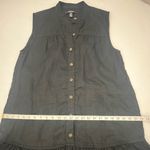 Banana Republic  Black 100% Linen KneeLength Button Front Sleeveless Dress M Tall Photo 10