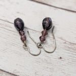 Vintage Earrings For Pierced Ears Dark Purple Beads Photo 3