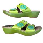Dansko  Dixie Lime Green Leather Wedges Slide Sandals Size 38 / 7.5-8 Swirl Y2K Photo 4