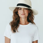 Lacoste  Cream Paper Yarn Fedora Hat Photo 0