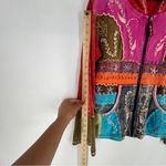 MPC Colorful Patchwork Embroidered Stitching Sip Front Hooded Jacket Artsy Pink Photo 13