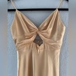 Mac Duggal Long Formal Dress Gold Tie Front with Key Hole Detail in Champagne Photo 3