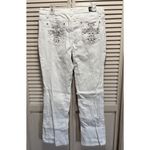 Earl Jean White Embroidered Rhinestones Denim Jeans Size 14 Straight Logo Photo 4