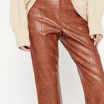 Bardot Croc Faux Leather Pants in Tan Croc 6 Womens Vegan Trousers Photo 11