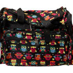 Adorable Colorful Owl pattern zippered weekender tote duffel gym bag Blue Photo 0