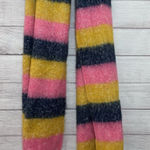 Aerie Scarf Womens Blanket Chunky Blue Yellow Pink Striped Fringe Soft 19"x92" Photo 0
