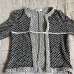 Amour Vert  Darcy Chevron Black and White Organic Cotton Open Cardigan Jacket Photo 4