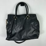 Michael Kors  Hamilton Large Black Pebbled Leather Bag Tote Golden Padlock Chic Photo 4