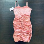 NWT LINJOU Rose Pink Satin/Silk Sweetheart Corset Ruched Wrap Bodycon Dress | L Size L Photo 5