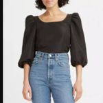 Levi's Black Kaila Puff Sleeve Blouse L Photo 2
