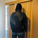 st. john's bay Vtg St. John bay leather Black bomber zip up Jacket oversized large utility Photo 14