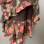 Jones New York  Bias Cut Dress Silk Floral ALTERED V-Neck Women Flirty Brown Pink Photo 15