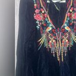Johnny Was  peacock floral embroidered blue boho blouse size small Photo 0