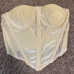 Strapless Velvet Corset Top in Crème Colorway Yellow Photo 1