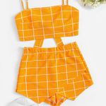 yellowish orange and white two piece set Size L Photo 0