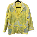April Cornell Quilted Jacket Medium Yellow Blue Applique Oversized Cottagecore Photo 0