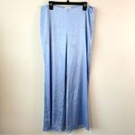 Vince  Textured Satin Wide‎ Leg Pants Blue L Photo 2