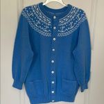 Vintage Handmade Cottage Core Cardigan Large Blue Photo 0