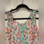 Candie's Sheer Neon Sunglasses Print Flowy Button Tank Top Beach Travel Size S Photo 1