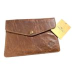 Patricia Nash  Midi Leather iPad Case Clutch Brown Cognac Vintage Style Photo 0