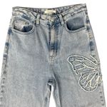 PacSun 90s Butterfly Patch Light Wash Blue High Rise Straight Leg Jeans size 27 Photo 6