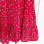 Ann Taylor Red Floral Gathered Tiered Midi Skirt Photo 3