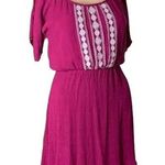 Maurice's Womens Mini Dress Linen Flutter Cold Shoulder Sleeve Embroidered Pink Photo 0