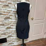 Superfoxx  bodycon black mini dress front asymmetric zipper Stretchy Sz S Photo 3