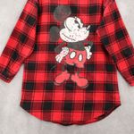 Red Plaid Flannel Mickey Mouse Long Sleeve Button Down Y2K VTG Top Shirt Large Photo 8