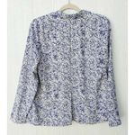Talbots Blue/White Geometric Floral Medallion Print Lightweight Blazer Large Photo 2