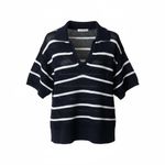 Old Navy L Striped Knit Sweater Polo Shirt Navy White Nautical Coastal Cruise Photo 1