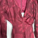 Lulus Desired Aesthetic Wine Red Floral Burnout Long Sleeve Midi Dress Size L Photo 13