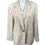 ZARA Women's Cream Beige Long Sleeve One Button Blazer Coat Suit Jacket Size XL Photo 1