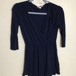 Rolla Coster Women's Shorts Romper Sz. Sm V-Neck 3/4 Sleeve Navy Blue EUC Photo 2