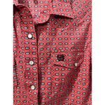 Cinch  Women's Red Pearl Print Collared Long Sleeve Snap Shirt Size Small Photo 3