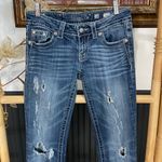 Miss Me  Studded Fleur de Lis Denim Boot Cut Low Rise Blue Jeans - Sz 28 🧡🎀 Photo 3