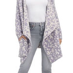 UGG Nwt  phoebe wrap cardigan gray‎ leopard print women’s size M Photo 0