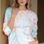 Shiraleah Cali Pastel Multicolor Tie Dye Relaxed Fit Long Sleeve Sweatshirt S Photo 0