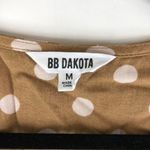 BB Dakota  Womens Peplum Crop Top Faux Wrap Polka Dot V-Neck Short Sleeve Brown M Photo 2