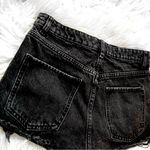 ZARA Black Distressed High Rise Raw Hem Button Front Denim Shorts Photo 3